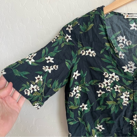 Marine Layer Bek Cinch Top in Black Floral - Picture 5 of 7